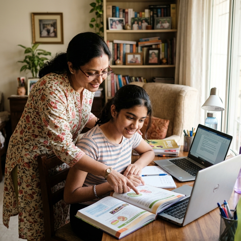 Indian Parents guiding student
